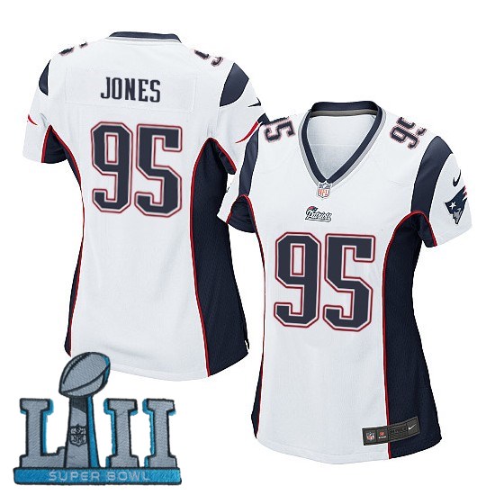  Patriots 95 Chandler Jones White Women 2018 Super Bowl LII Game Jersey