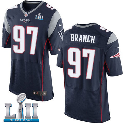  Patriots 97 Alan Branch Navy 2018 Super Bowl LII Elite Jersey