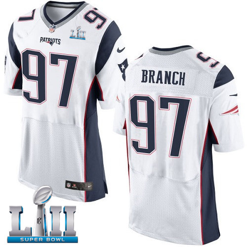  Patriots 97 Alan Branch White 2018 Super Bowl LII Elite Jersey