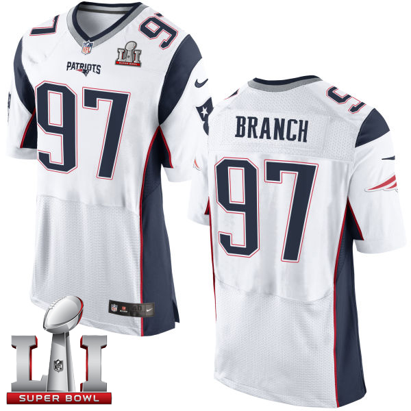  Patriots 97 Alan Branch White Super Bowl LI 51 Men Stitched NFL Elite Jersey