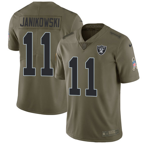  Raiders 11 Sebastian Janikowski Olive Salute To Service Limited Jersey