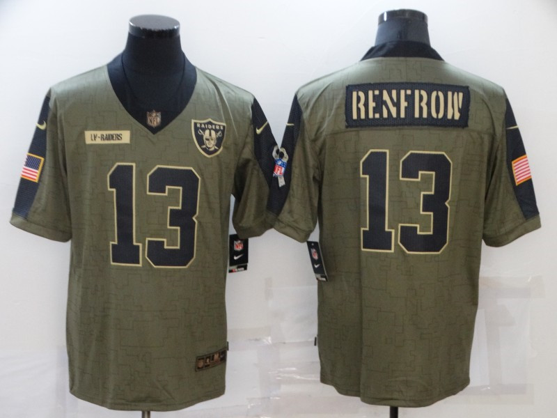 Nike Raiders 13 Hunter Renfrow Olive 2021 Salute To Service Limited Jersey