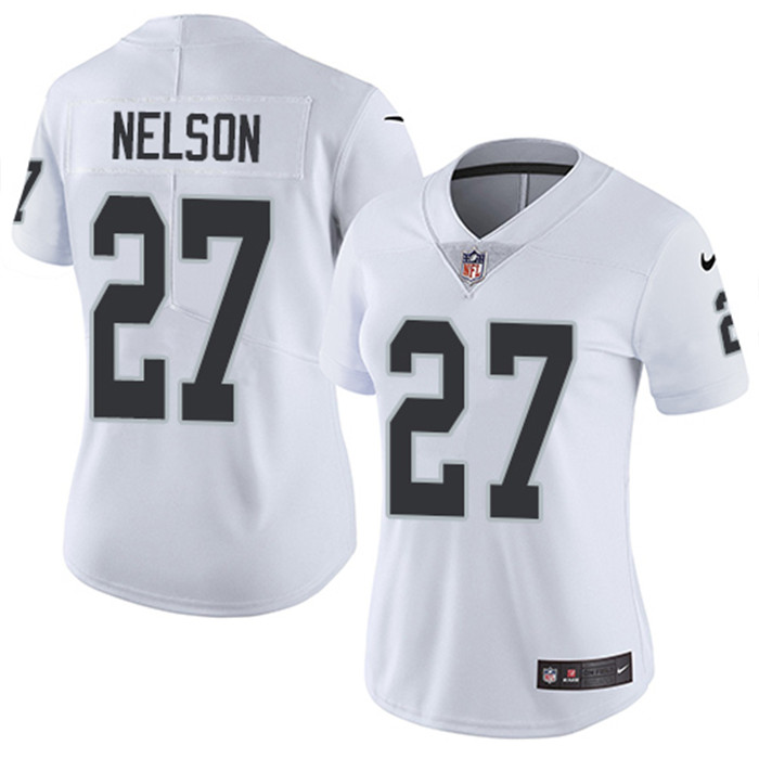  Raiders 27 Reggie Nelson White Women Vapor Untouchable Limited Jersey