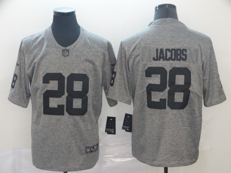 Nike Raiders 28 Josh Jacobs Gray Gridiron Gray Limited Jersey