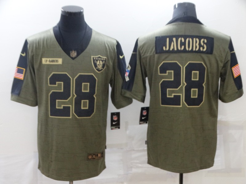 Nike Raiders 28 Josh Jacobs Olive 2021 Salute To Service Limited Jersey