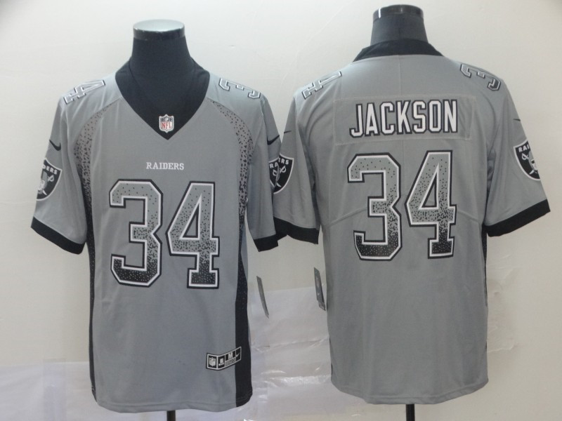 Nike Raiders 34 Bo Jackson Gray Drift Fashion Limited Jersey