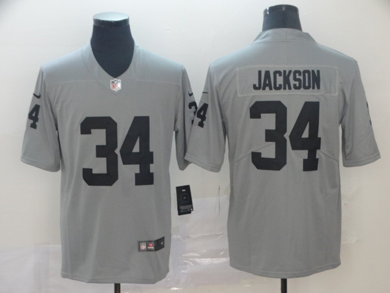 Nike Raiders 34 Bo Jackson Gray Inverted Legend Limited Jersey