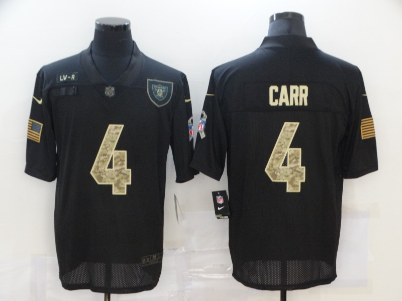Nike Raiders 4 Derek Carr Black Camo 2020 Salute To Service Limited Jersey