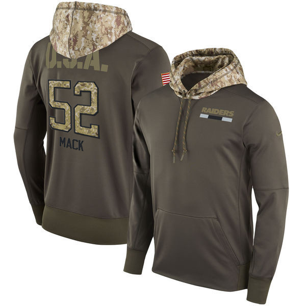  Raiders 52 Khalil Mack Olive Salute To Service Pullover Hoodie