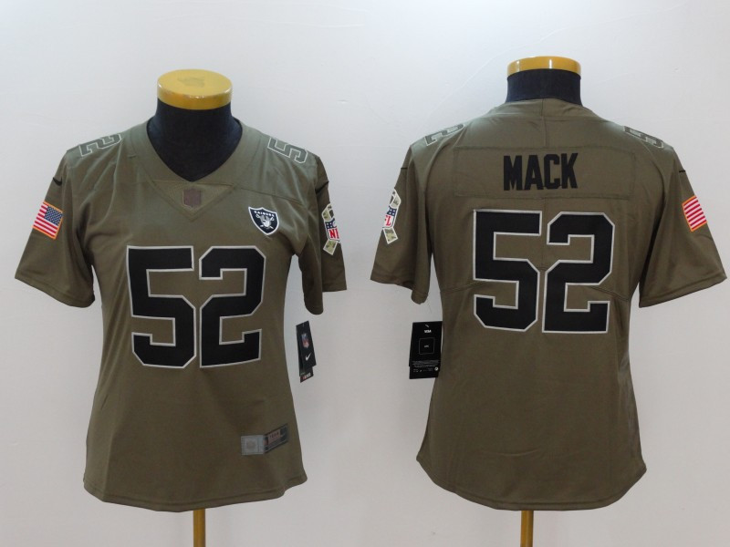  Raiders 52 Khalil Mack Women Olive Salute To Service Limited Jersey