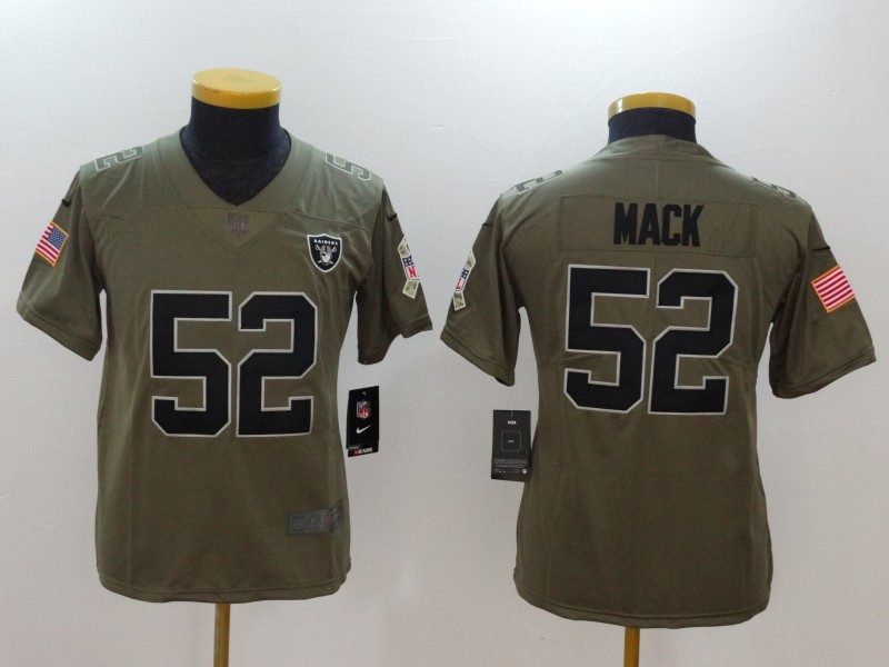  Raiders 52 Khalil Mack Youth Olive Salute To Service Limited Jersey