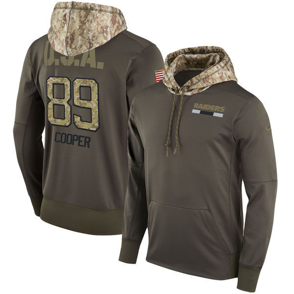  Raiders 89 Amari Cooper Olive Salute To Service Pullover Hoodie