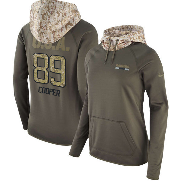  Raiders 89 Amari Cooper Olive Women Salute To Service Pullover Hoodie