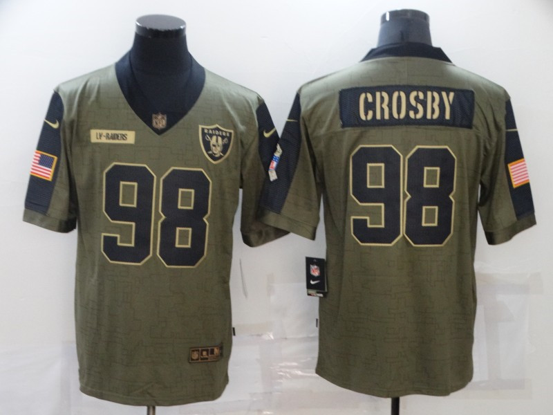 Nike Raiders 98 Maxx Crosby Olive 2021 Salute To Service Limited Jersey