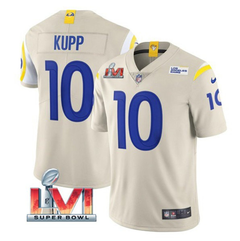 Nike Rams 10 Cooper Kupp Bone 2022 Super Bowl LVI Vapor Limited Jersey