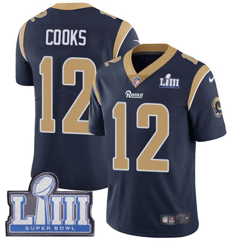  Rams 12 Brandin Cooks Navy 2019 Super Bowl LIII Vapor Untouchable Limited Jersey