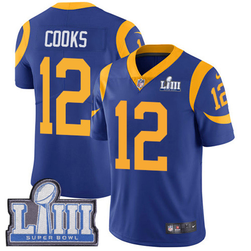  Rams 12 Brandin Cooks Royal 2019 Super Bowl LIII Vapor Untouchable Limited Jersey