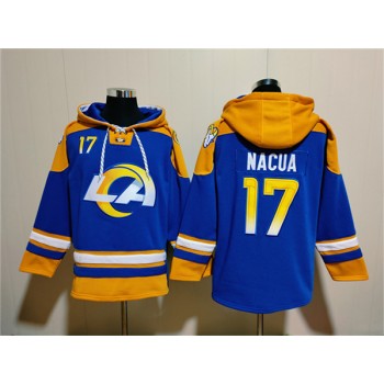 Nike Rams 17 Puka Nacua Blue Ageless Must Have Lace Up Pullover Hoodie
