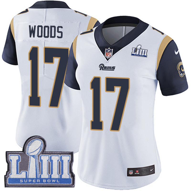  Rams 17 Robert Woods White Women 2019 Super Bowl LIII Vapor Untouchable Limited Jersey