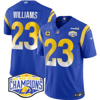 Nike Rams 23 Kyren Williams Blue 2024 NFC West Champions with C Patch F.U.S.E. Vapor Limited Men Jersey