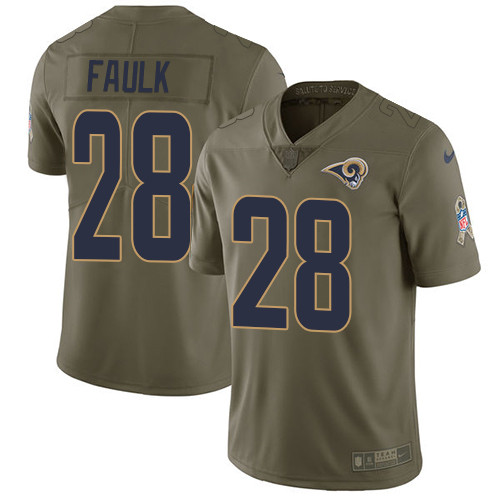  Rams 28 Marshall Faulk Olive Salute To Service Limited Jersey