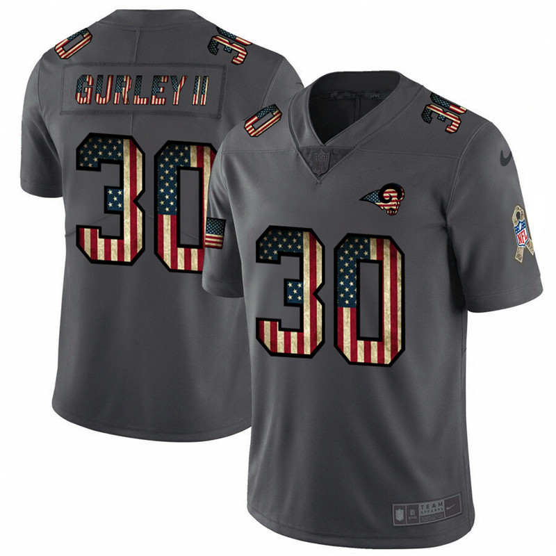 Nike Rams 30 Todd Gurley II 2019 Salute To Service USA Flag Fashion Limited Jersey