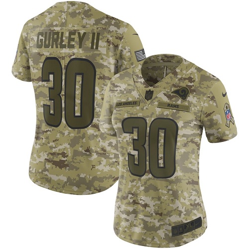  Rams 30 Todd Gurley II Camo Women Salute To Service Limited Jersey