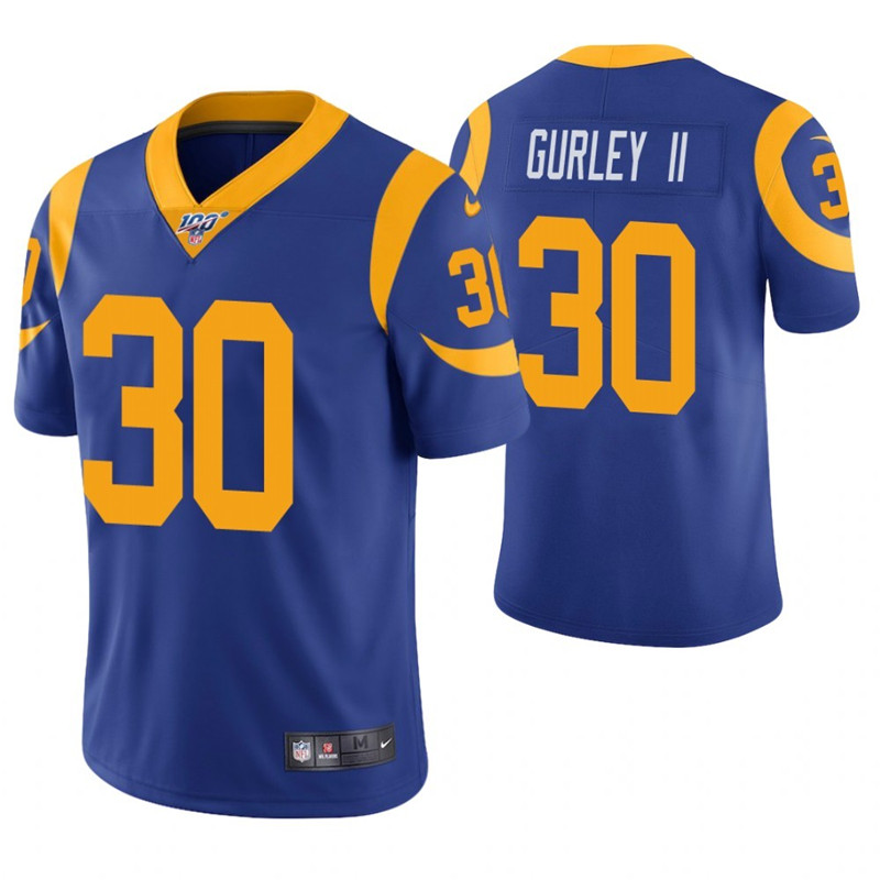 Nike Rams 30 Todd Gurley II Royal 100th Season Vapor Untouchable Limited Jersey