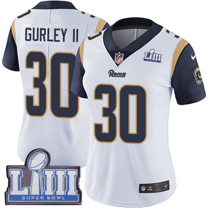  Rams 30 Todd Gurley II White Women 2019 Super Bowl LIII Vapor Untouchable Limited Jersey