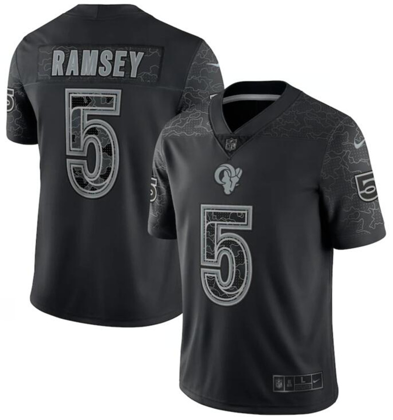 Nike Rams 5 Jalen Ramsey Black RFLCTV Limited Jersey
