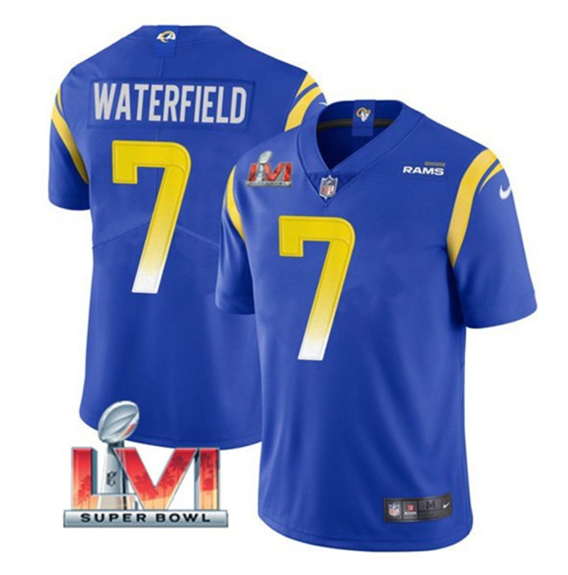 Nike Rams 7 Bob Waterfield Royal 2022 Super Bowl LVI Vapor Limited Jersey
