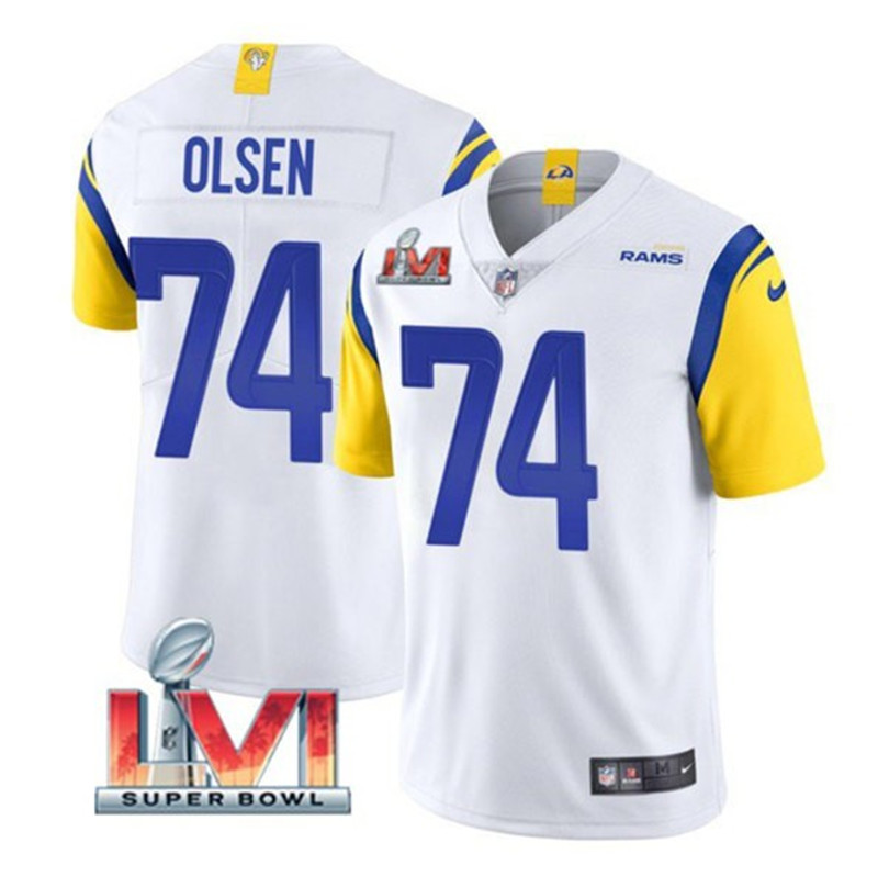Nike Rams 74 Merlin Olsen White 2022 Super Bowl LVI Vapor Limited Jersey