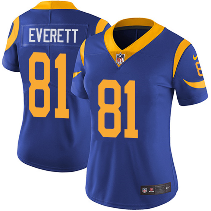  Rams 81 Gerald Everett Royal Women Vapor Untouchable Limited Jersey