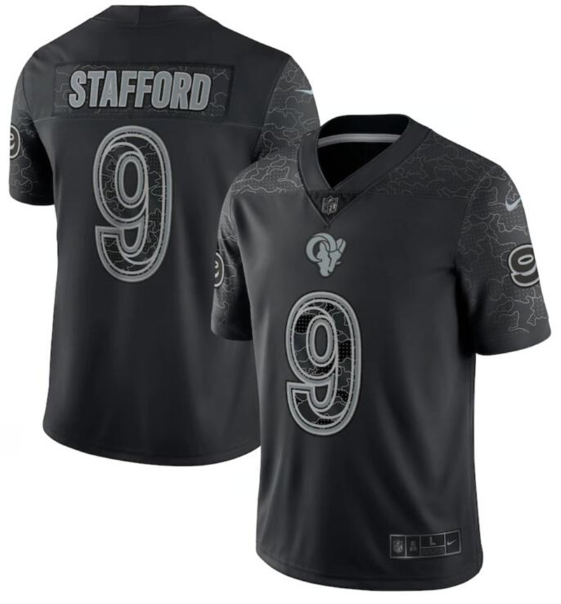 Nike Rams 9 Matthew Stafford Black RFLCTV Limited Jersey