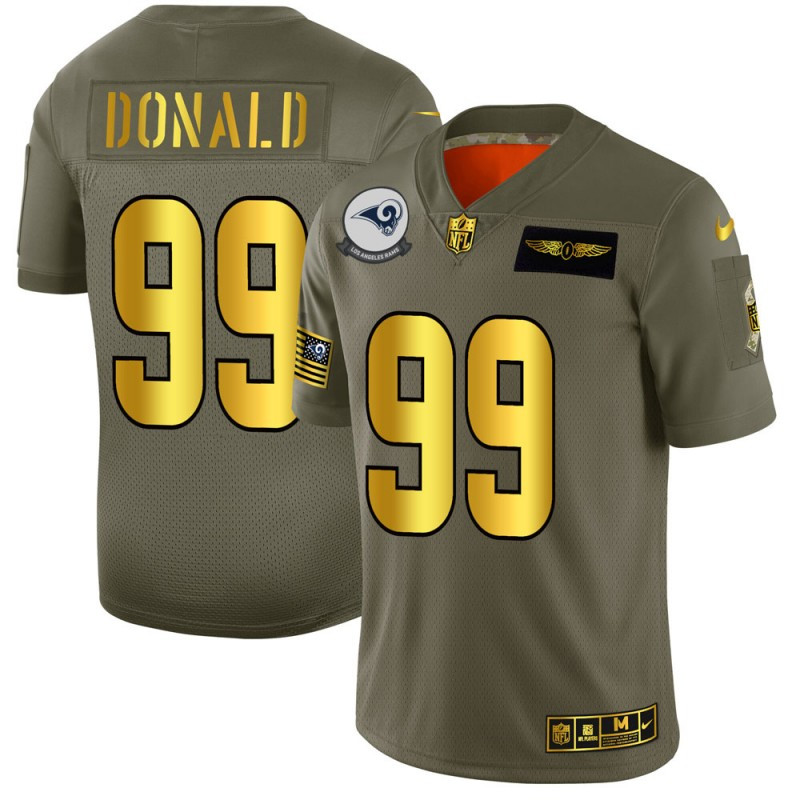 Nike Rams 99 Aaron Donald 2019 Olive Gold Salute To Service Limited Jersey