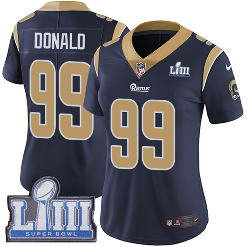  Rams 99 Aaron Donald Navy Women 2019 Super Bowl LIII Vapor Untouchable Limited Jersey