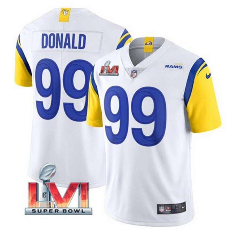 Nike Rams 99 Aaron Donald White 2022 Super Bowl LVI Vapor Limited Jersey