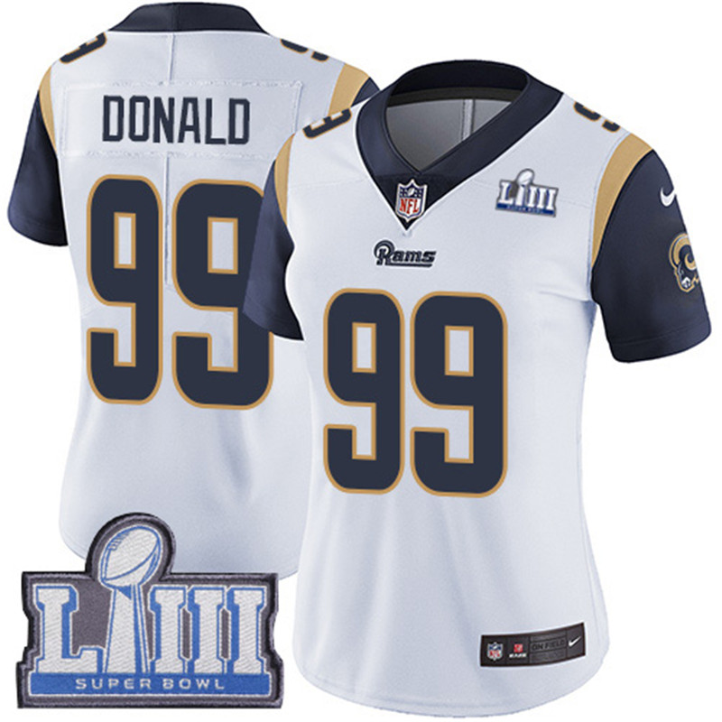  Rams 99 Aaron Donald White Women 2019 Super Bowl LIII Vapor Untouchable Limited Jersey