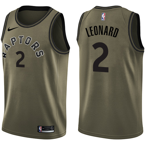  Raptors #2 Kawhi Leonard Green NBA Swingman Salute to Service Jersey