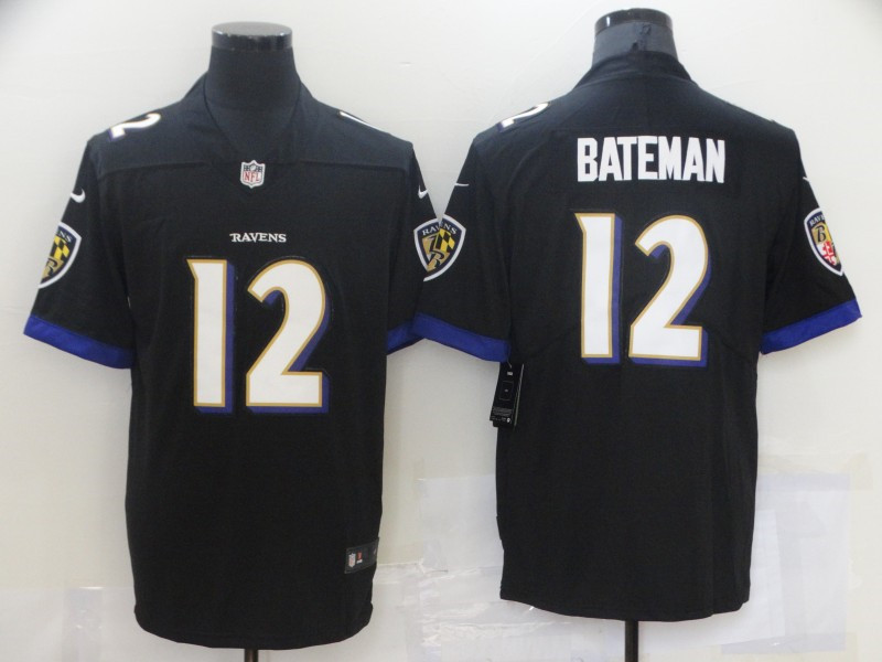 Nike Ravens 12 Rashod Bateman Black 2021 NFL Draft Vapor Untouchable Limited Jersey