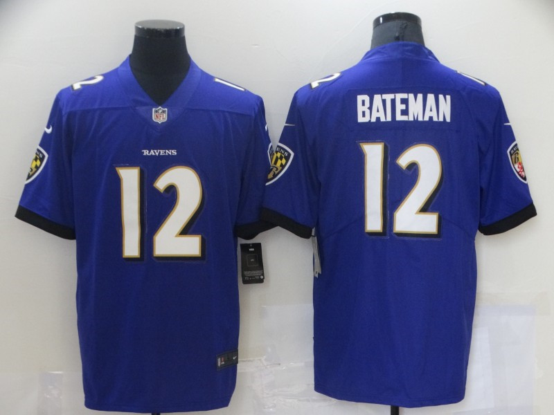 Nike Ravens 12 Rashod Bateman Purple 2021 NFL Draft Vapor Untouchable Limited Jersey