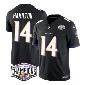 Nike Ravens 14 Kyle Hamilton Black 2024 AFC North Division Champions F.U.S.E. Vapor Limited Men Jersey