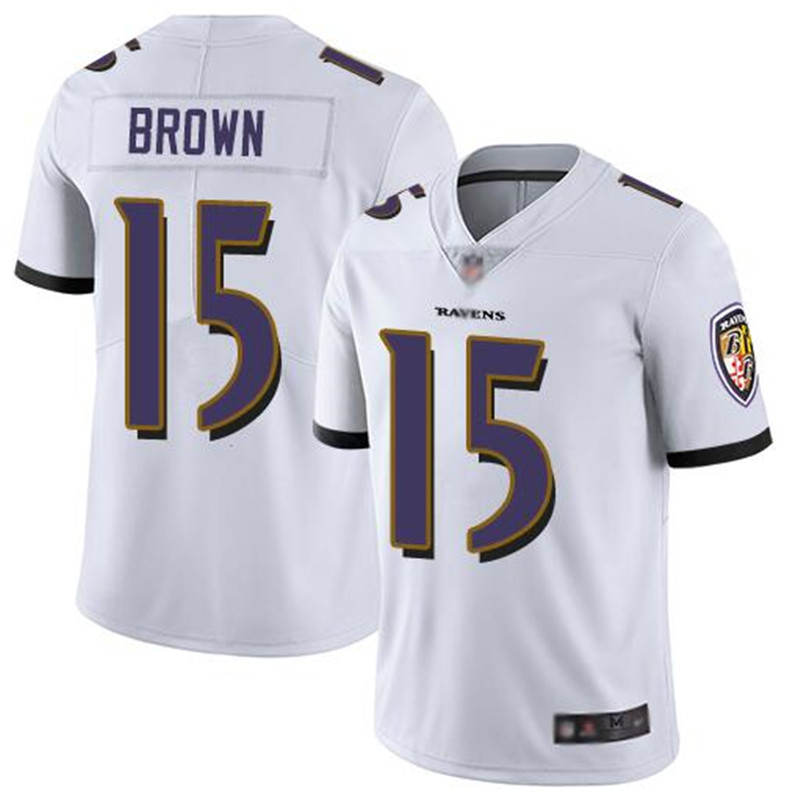 Nike Ravens 15 Marquise Brown White Vapor Untouchable Limited Jersey