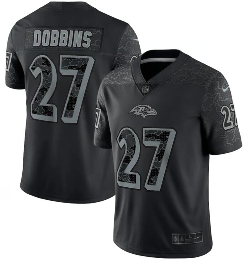 Nike Ravens 27 J.K. Dobbins Black RFLCTV Limited Jersey