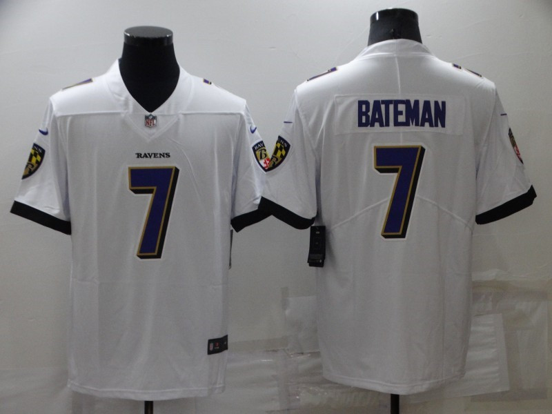 Nike Ravens 7 Rashod Bateman White Vapor Untouchable Limited Jersey