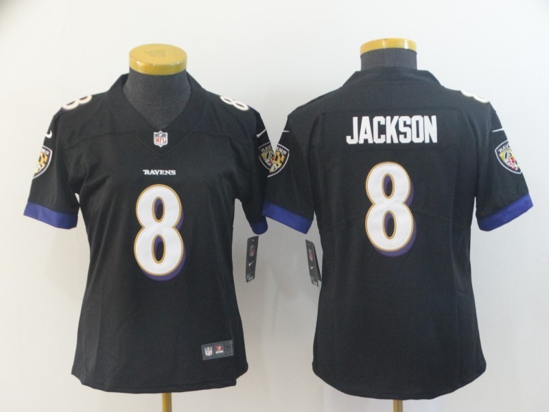 Nike Ravens 8 LaMar Jackson Black Women Vapor Untouchable Limited Jersey