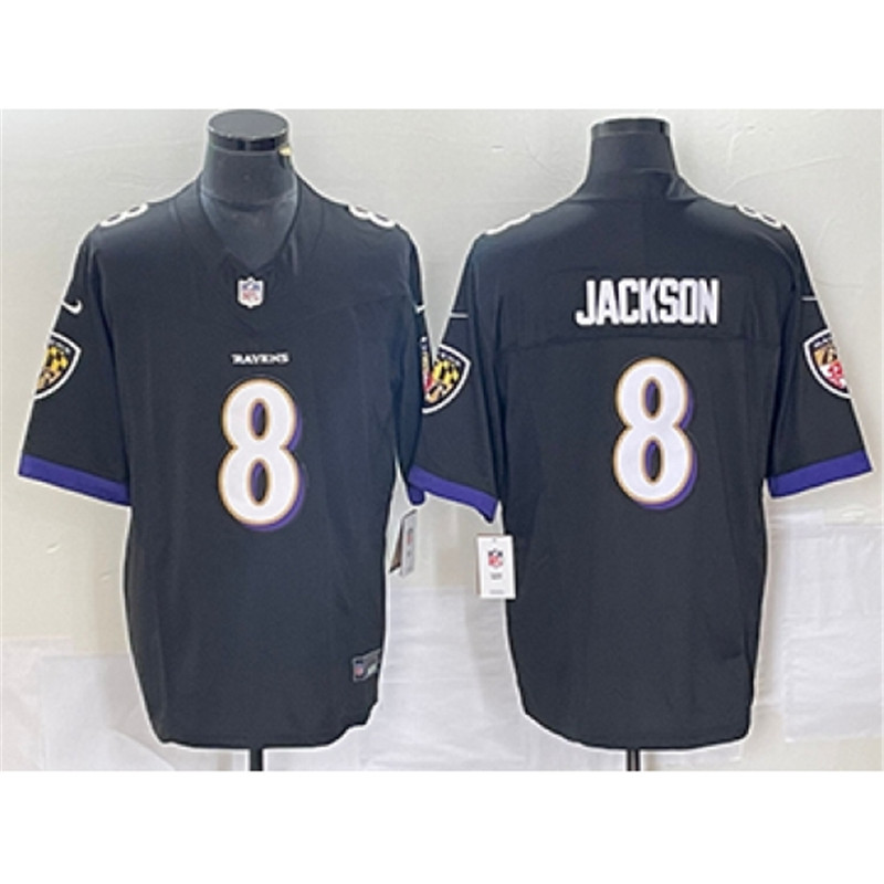 Nike Ravens 8 Lamar Jackson Black 2023 Vapor Coloe Rush Jersey