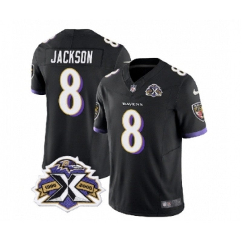 Nike Ravens 8 Lamar Jackson Black 2024 FUSE Untouchable Limited Stitched Football Jersey