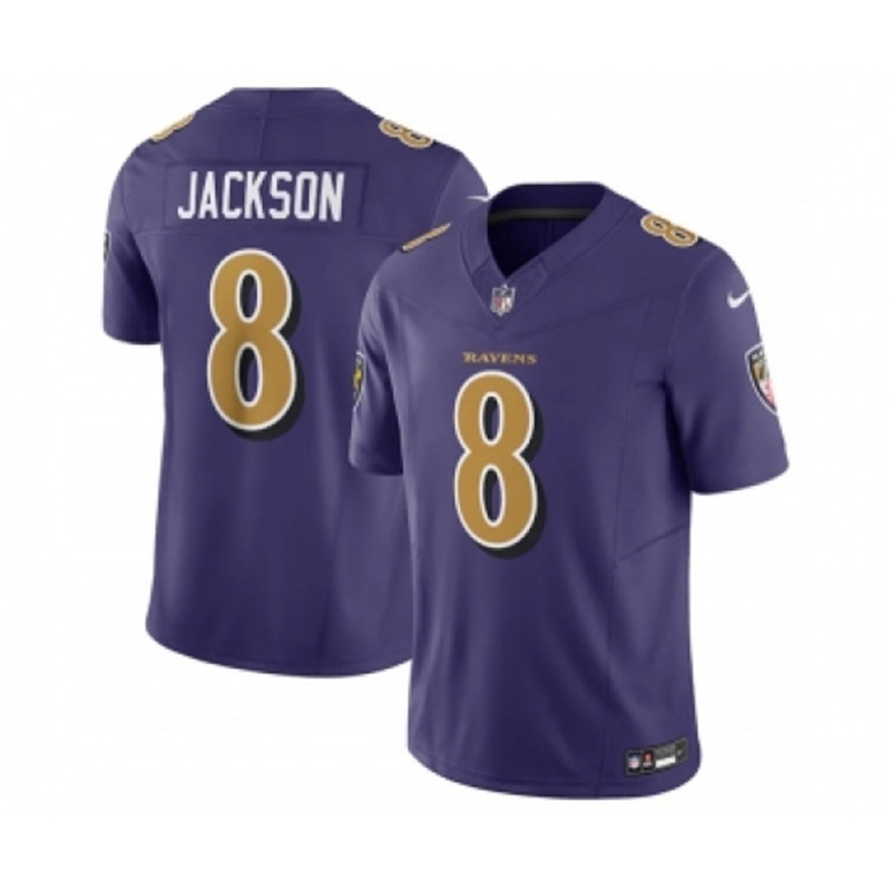Nike Ravens 8 Lamar Jackson Purple 2023 FUSE Coloe Rush Jersey