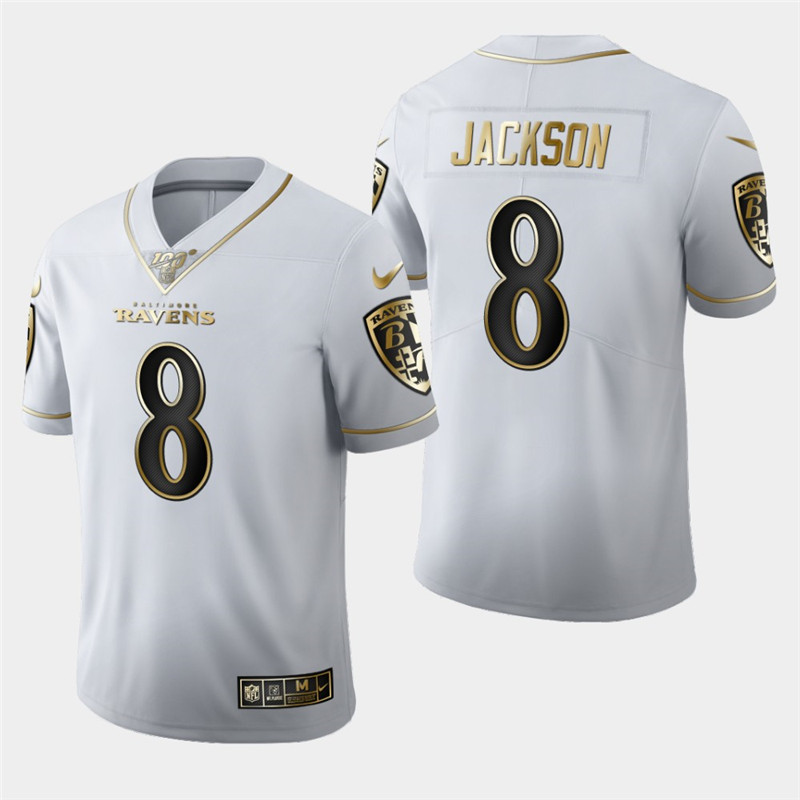 Nike Ravens 8 Lamar Jackson White 100th Season Vapor Untouchable Limited Jersey